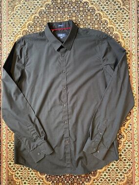 Point Zero Luxury Black Men's Long-Sleeve Button-Up Dress Shirt Size XL